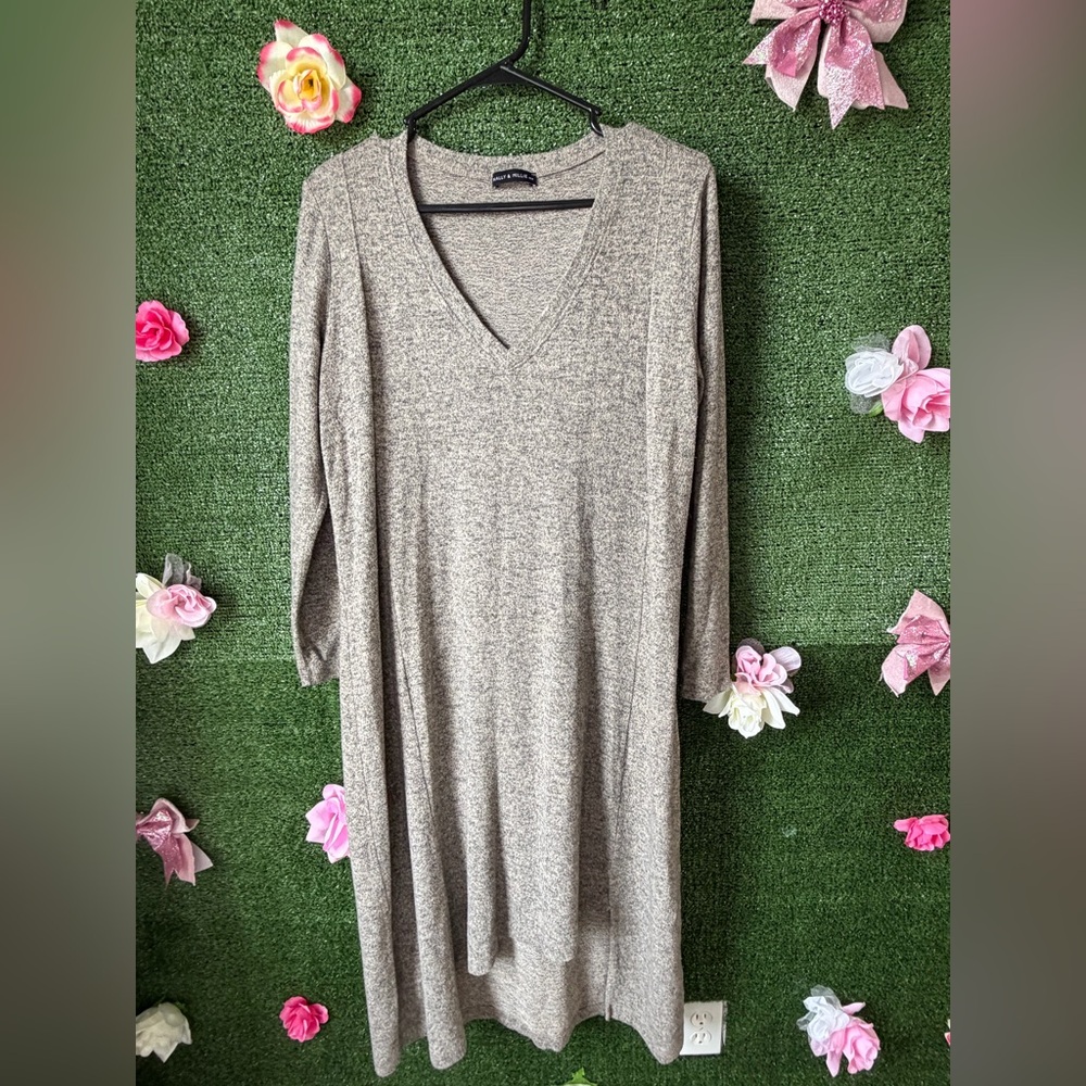 Nally & Millie Long Half Sleeved Beige Dress Medium
